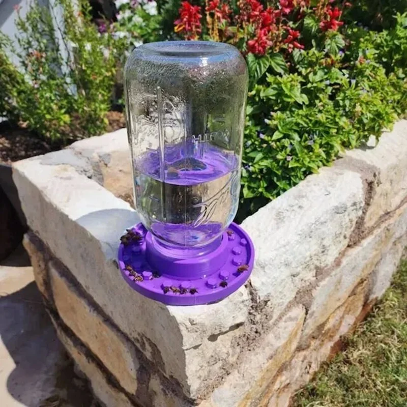 Bee Feeder Base For Regular Mouth Mason Jar, Bee Watering Station, Bee Base For Garden, Bee Cups Water Base For Been