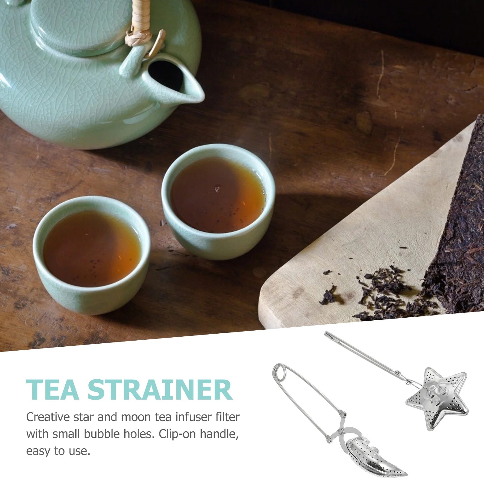 

2pcs Stainless Steel Tea Leak Clip Filter Long Grip Bubble Holes Office Use Loose Leaf Tea