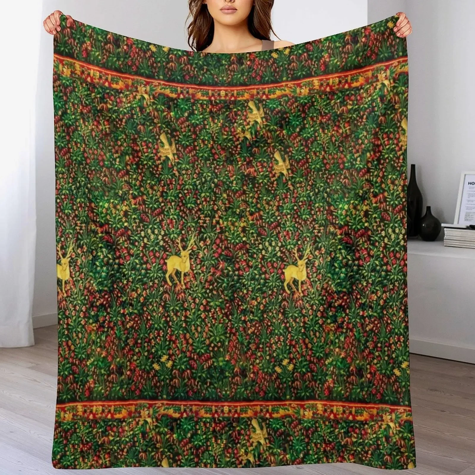Medieval Tapestry Yellow Throw Blanket Vintage Soft Beds funny gift Blankets