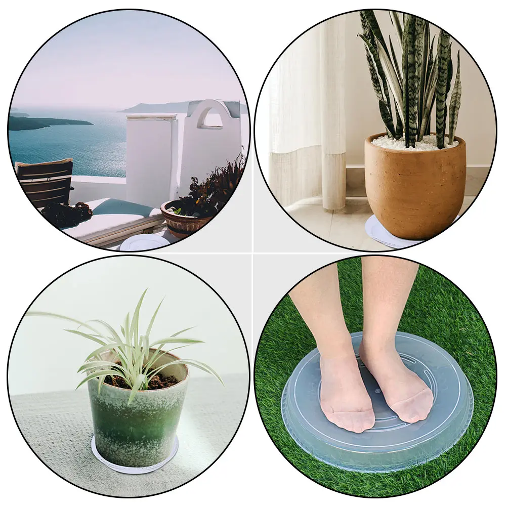 

6pcs Plastic Flower Pot Tray Transparent Large Small Saucer for Plants Pots Base Round Pot Holder Home Office Use