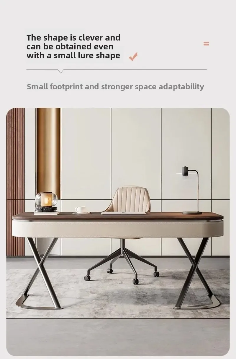 Office Table, Walnut Desk, Office Desk and Chair Set, Retro Walnut Wood Veneer, Computer Desk, Italian Executive Office Desk Set
