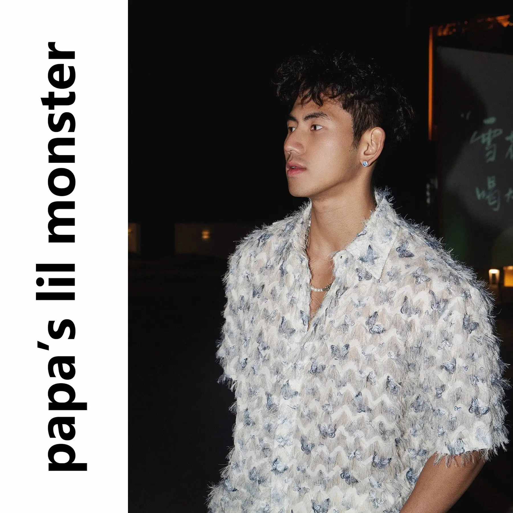 

2025 American butterfly print loose short-sleeved shirt fashionable summer three-dimensional fringed original shirt