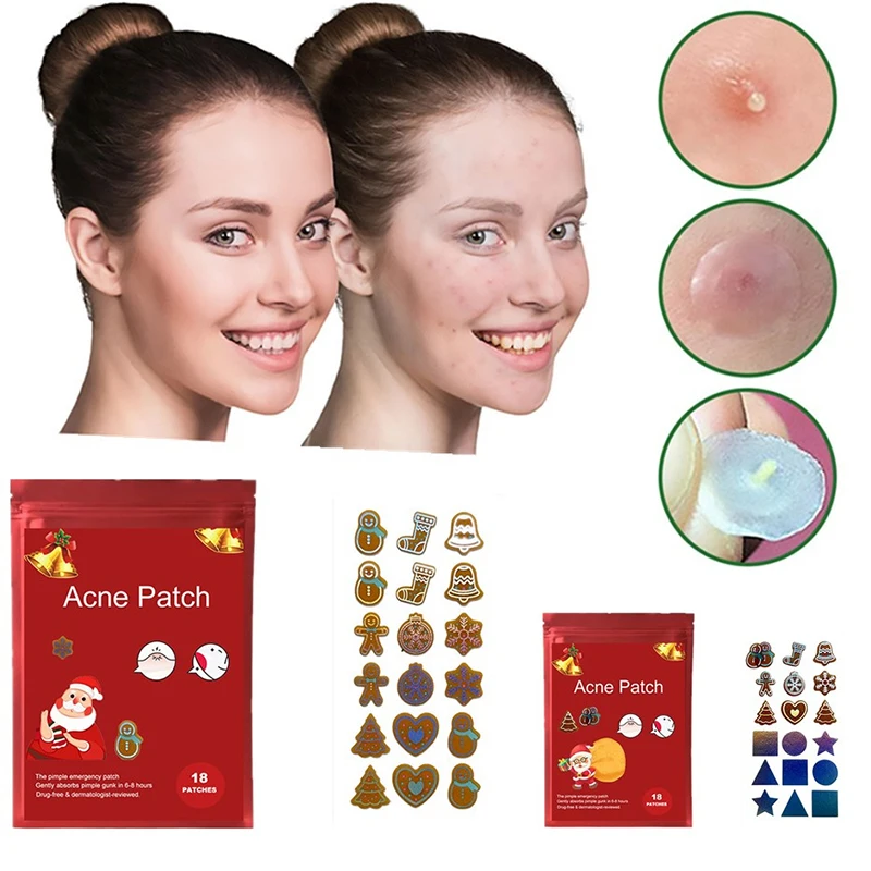 18/36 Laser Color Christmas Pimple Patches Invisible Acne Removal Skin Care Stickers Concealer Face Spot Beauty Makeup Tools