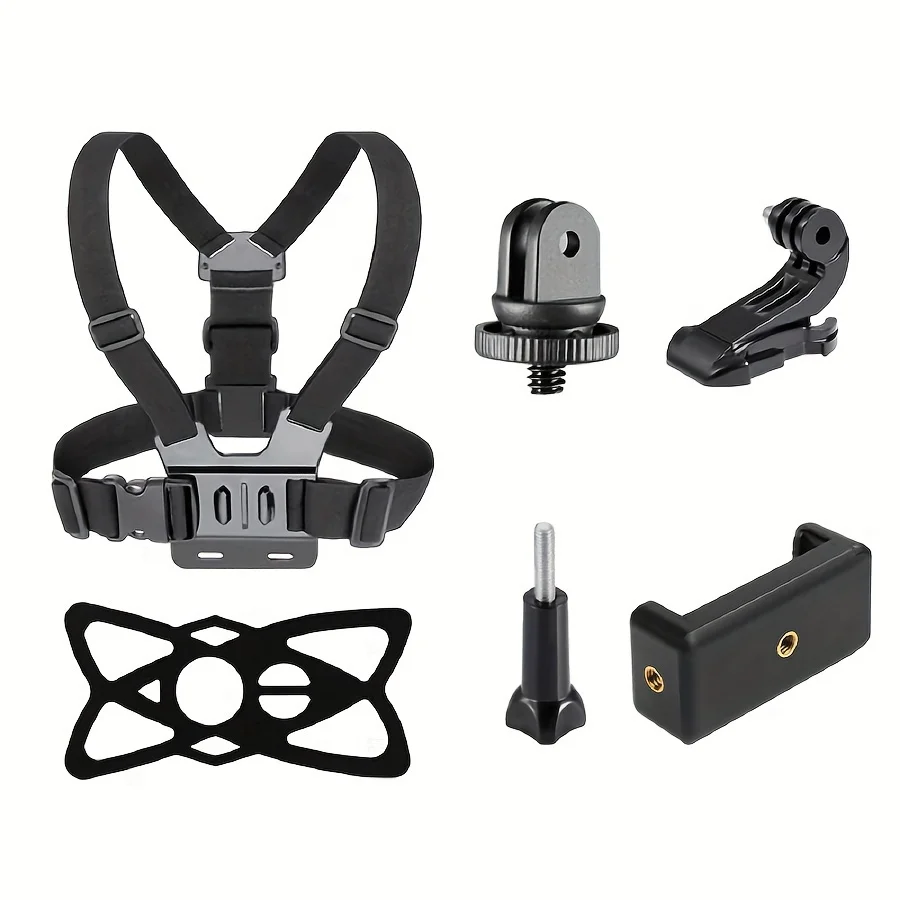 6-in-1 Chest Mount Strap For Gopro Hero 12/11/10/9/8/7/6/5, For AKASO EK7000, Brave 4, V50, Dragon Touch, WOLFANG Action Cameras