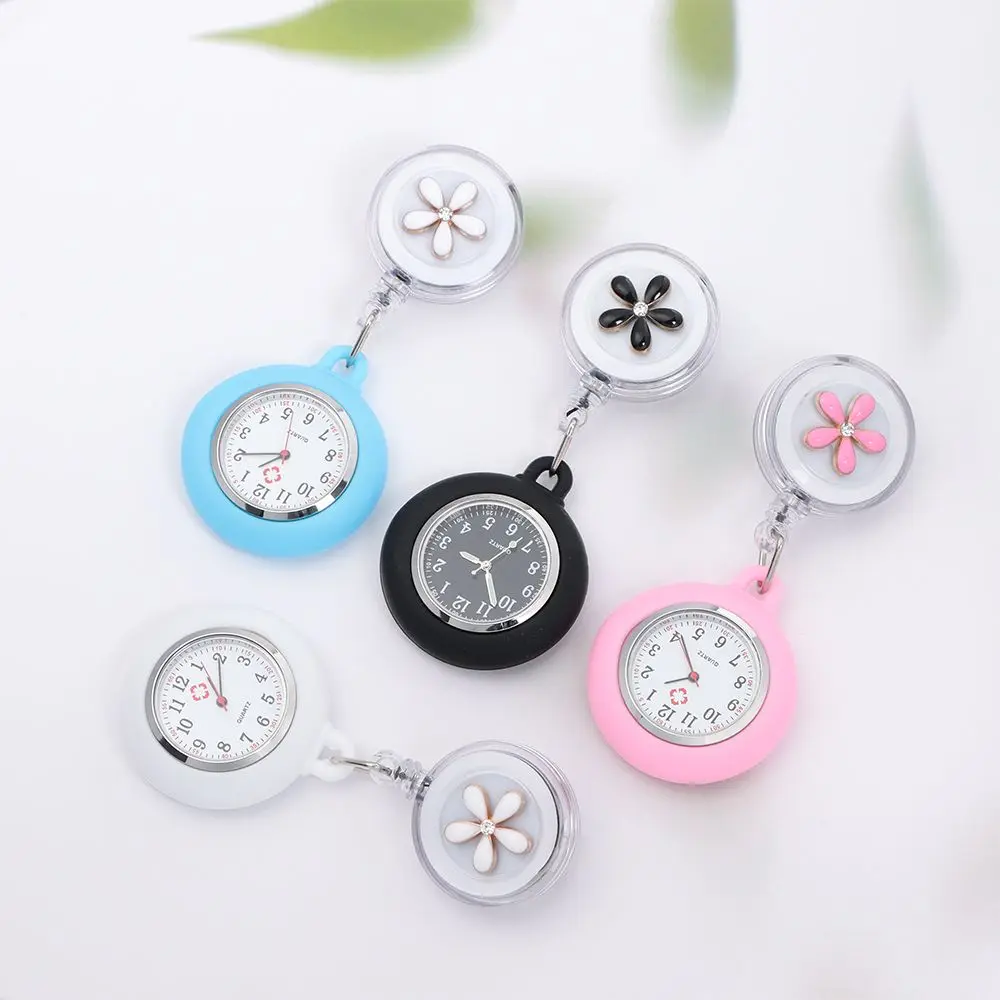 Nurse Doctor Retractable Pocket Watches Hospital Medical Women Men Retractable Reel Id Badge Glass Office Working Clip Watches