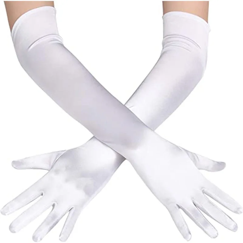52cm extended length satin glossy for weddings, balls, dance performances, cosplay, vintage gloves