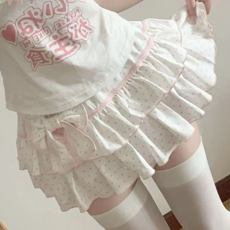 Subculture Sweet Kawaii Ladies Clothing Japanese Fashion Print Sexy Slim Sleeveless Blouse Lolita Design Cute Bow Mini Skirt