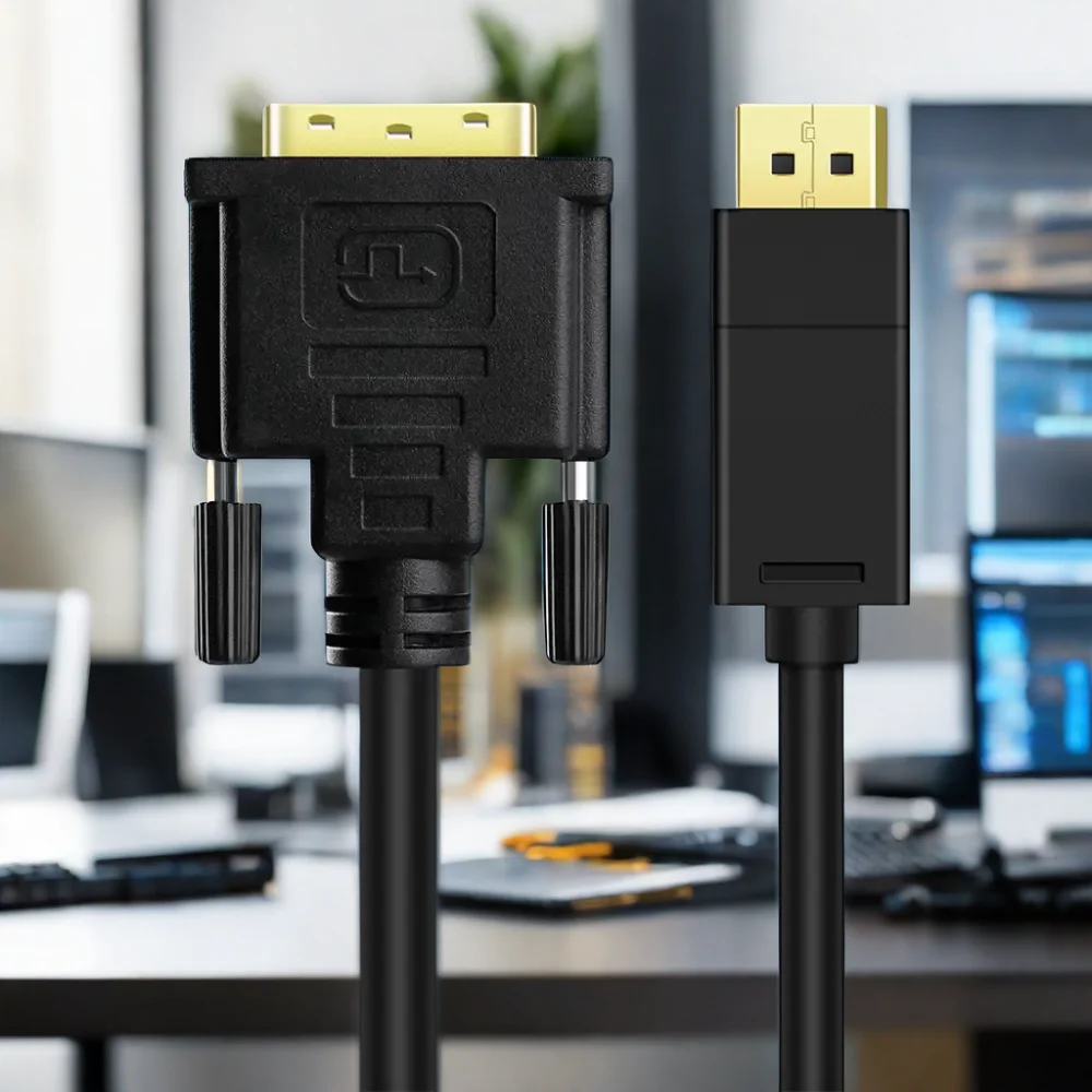 DTECH 1.8m 3m Gold Plated 1080P Resolution 5Gbps High Speed DP to DVI Converter Cable