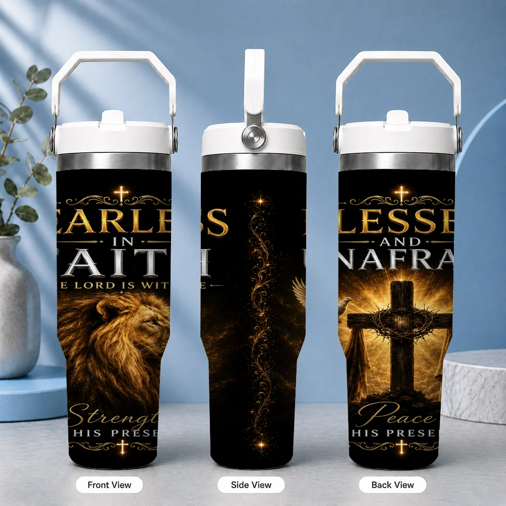 Gourde isotherme Black Lion Cross Redemption 30oz avec poignée, paille rabattable, anti-fuite, en acier inoxydable, pour voyage