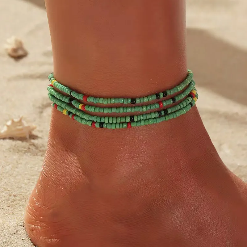 Fashion Anklet For Women Handmade Rope Chain Beads Anklets Jewelry Ethnic Elastic Bracelets Beach Woman Anklet