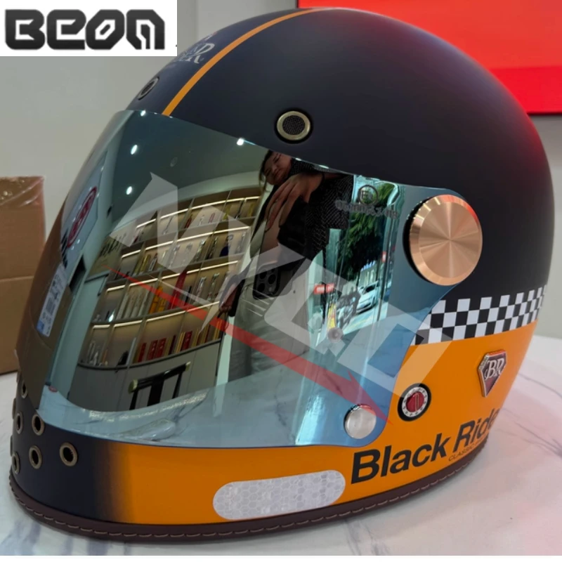 

Мотошлем DOT ECE BEON Mouth Small, персонализированный, ретро, полнолицевой, из стекловолокна, всесезонный, размер S