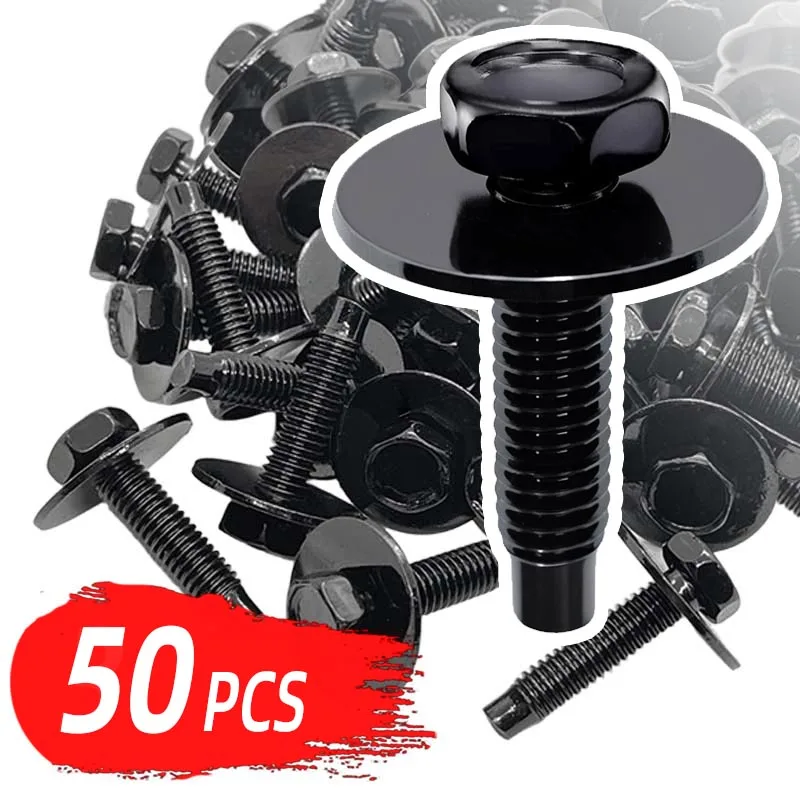 Car Body Metal Hex Head M6 Bolts with Washer for GM Ford Chrysler Bumper Fender Splash Shield Under Cover Hood Screw Fastener