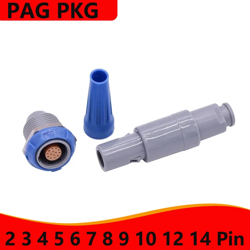 

1Set PAG PKG 1P 2 3 4 5 6 7 8 9 10 14Pin Medical Plastic Push-pull Self-locking Connector with Bend Relief Male Plug And Socket