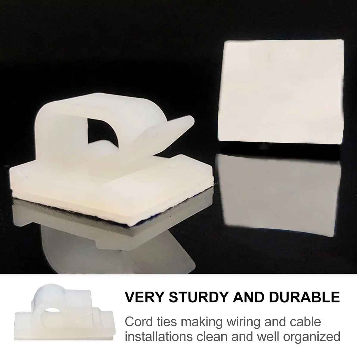 

50PCS Double-sided Tape Fixed Wire Plastic Cable Fixing Clips Self Adhesive Wire Fixer Household Cable Wire Management Clamp for