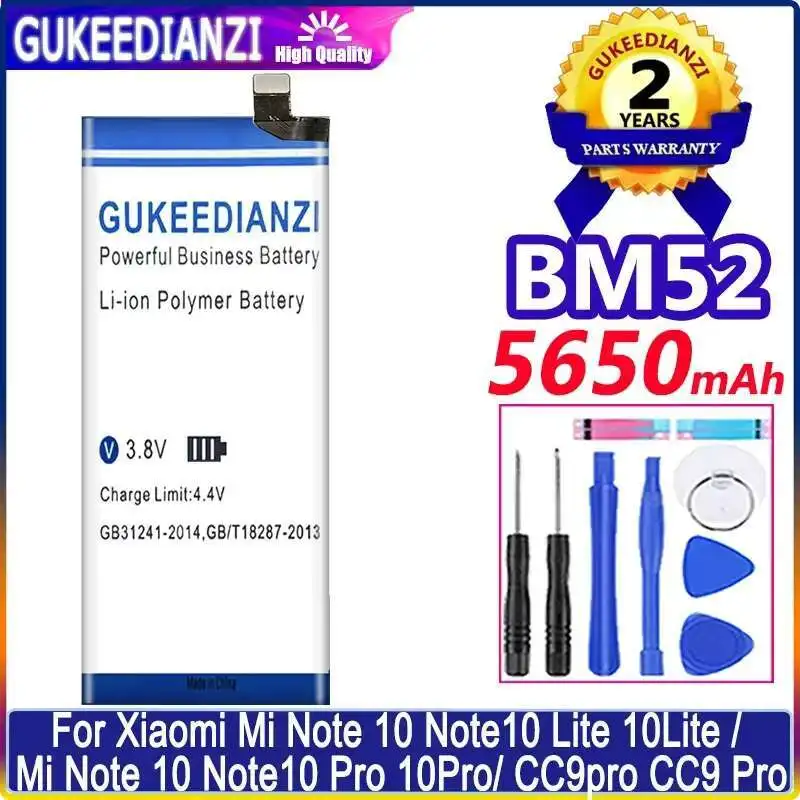 

Mobile Phone Battery BM52 5650mAh For Xiaomi MI Note 10 Note10 Lite 10Lite MI Note 10 Note10 Pro 10Pro CC9pro CC9 Pro