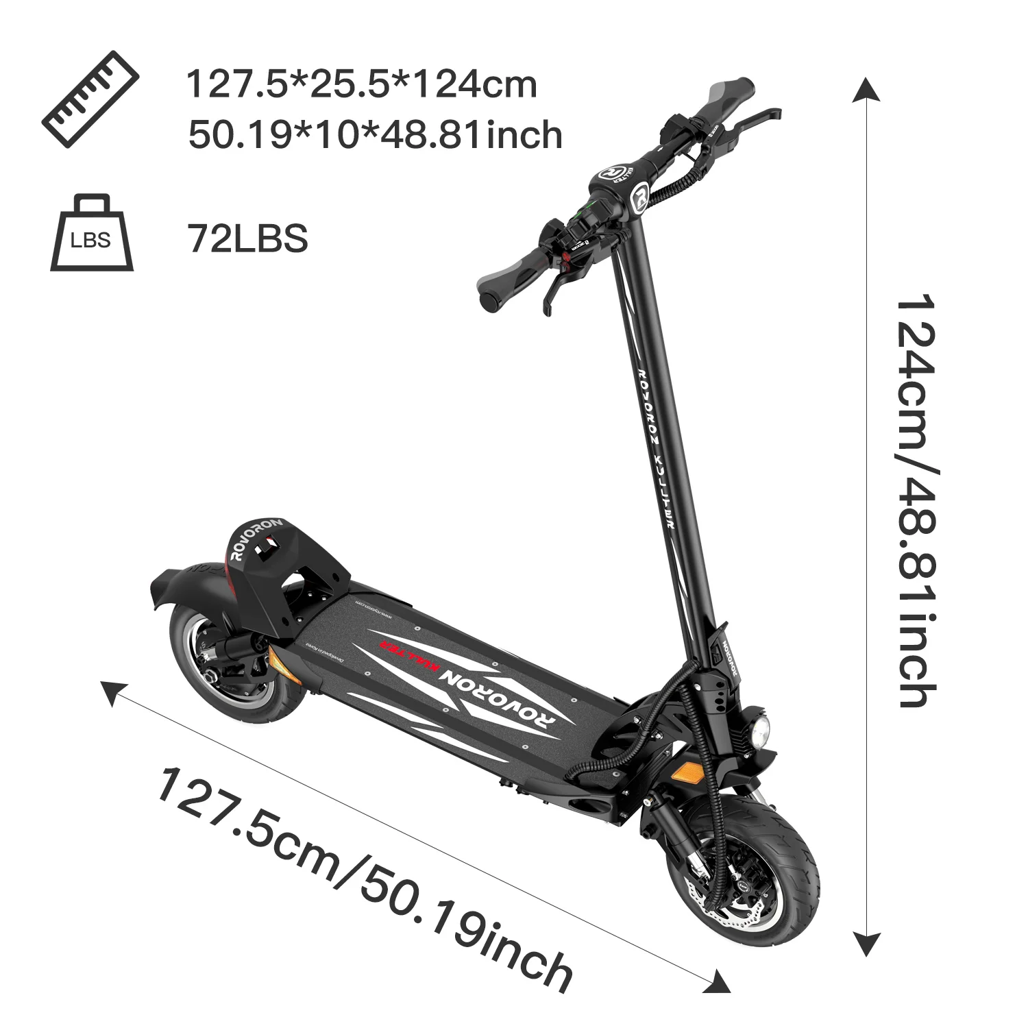 Electric Scooter 50MPH Range 65-85KM Fast Folding E-Scooter 60V 23.4AH Dual Motors 1300W Kick Scooter 10'' Off-Road Tire Scooter