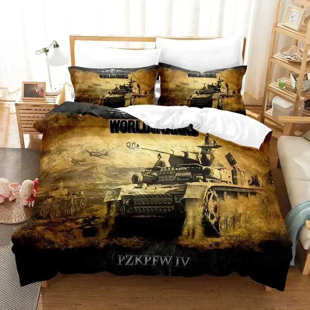 

New 3D Print Game World Of Tanks Comfortable Duvet Quilt Cover Pillowcase Bedding Set Children Bedroom Decoration Home Textile