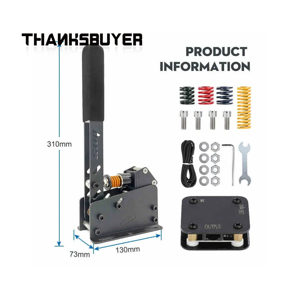 레이싱 게임 시뮬레이터 핸드 브레이크, 실버/매트 블랙 01 버전, PC-USB 압력 SIM 핸드 브레이크, 레드/블랙 핸들 포함