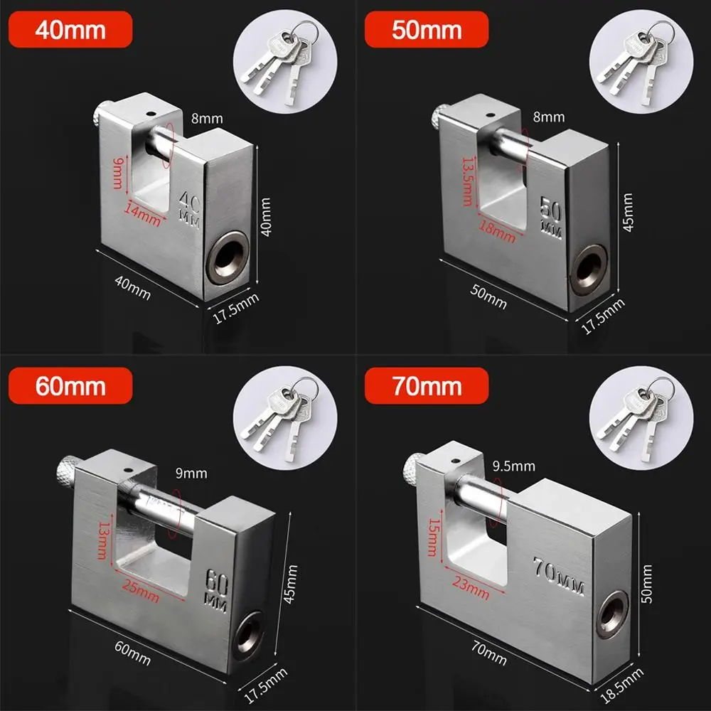 أقفال مفيدة من الفولاذ المقاوم للصدأ شديدة التحمل مضادة للقطع ومضادة للضرب ومضادة للسرقة مع مفاتيح أقفال بوابة الأمان #6