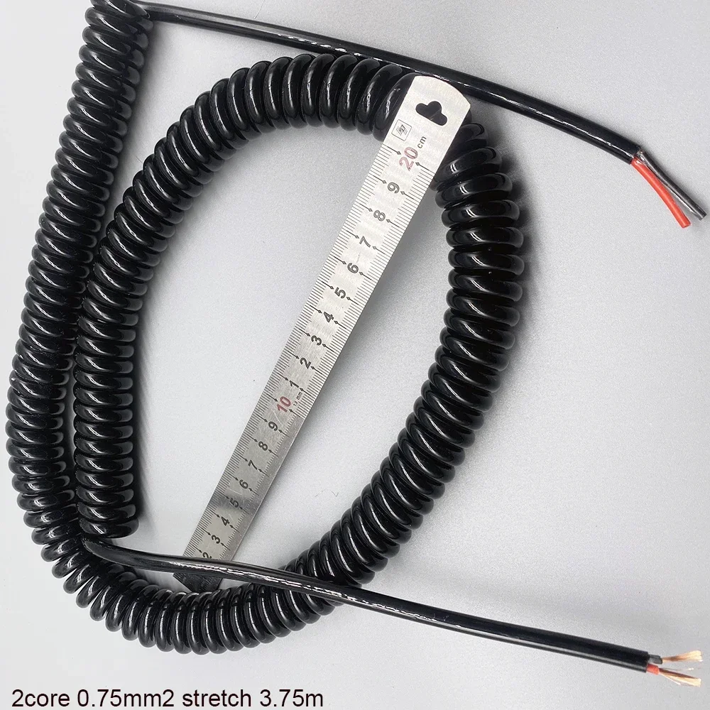 

2-Core 1.5mm Square Spring Wire TPU Spiral Stretch 1-12m Pure Copper Power Telescopic Black Spiral Cable for Electronics