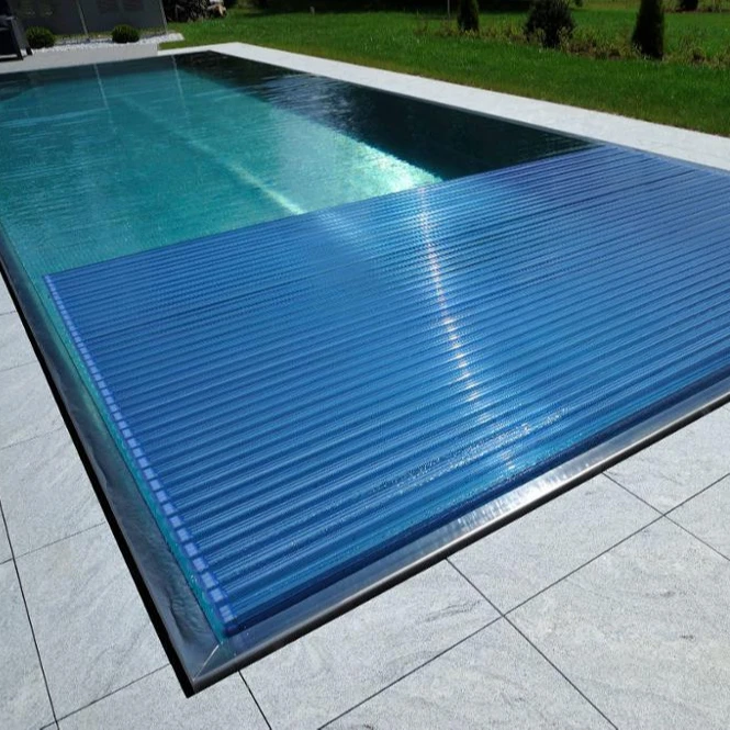 Cubierta Automática para Piscina con Control Remoto Eléctrico, Cubierta de Policarbonato para Piscina
