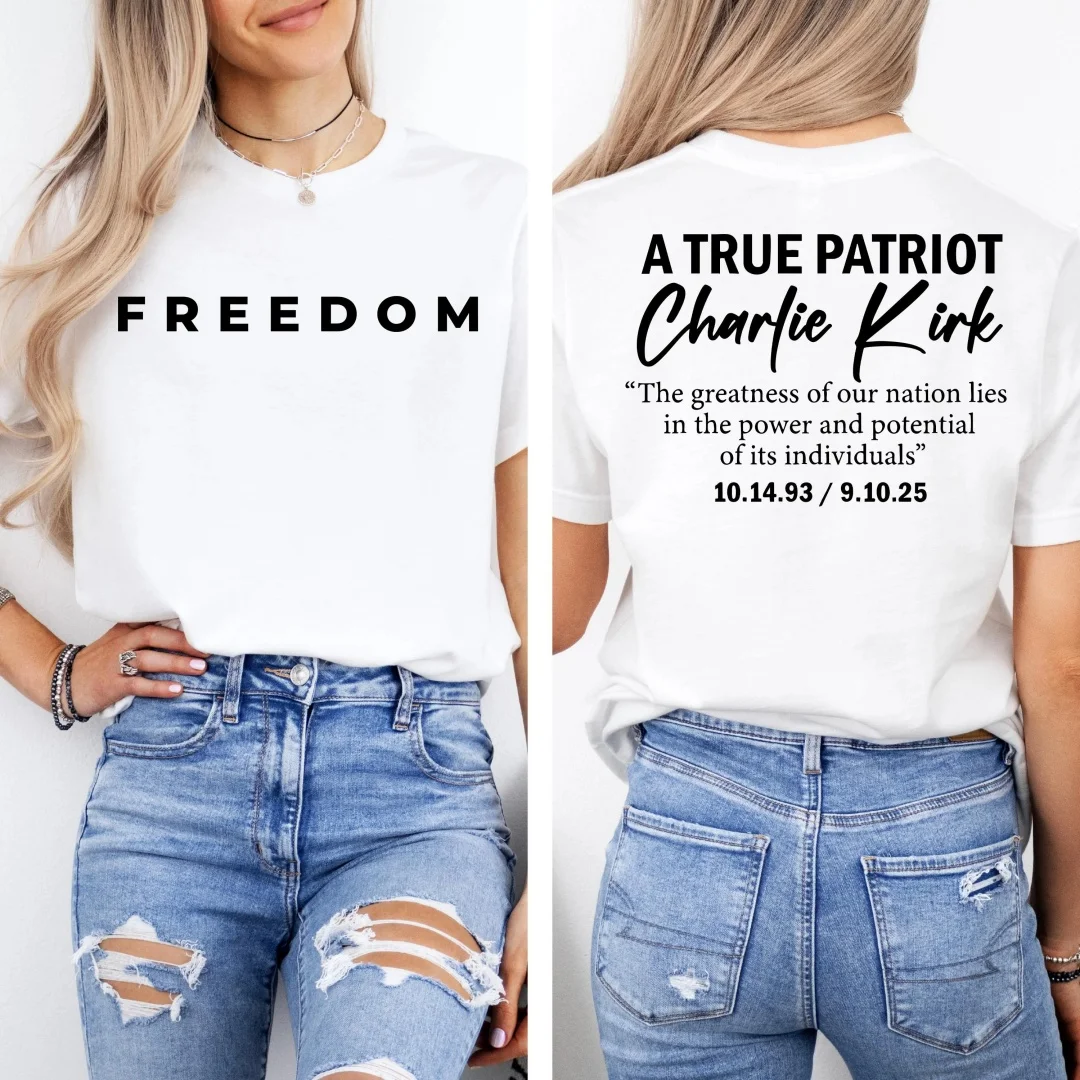 

Charlie Kirk True Patriot T Shirt Justice for Charlie Conservative Graphic Tee Political Statement Shirt USA Freedom Top