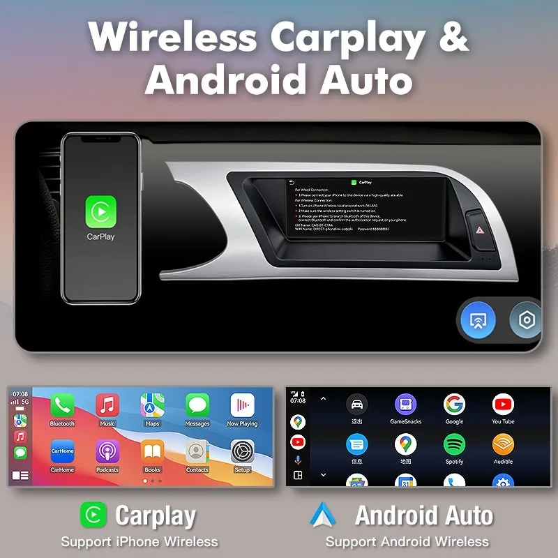 8.8inch Linux Touchscreen Wireless CarPlay Android Auto for Audi B8 A4 RS4 2009–2012 Low Version Audi Concert Symphony Car Radio