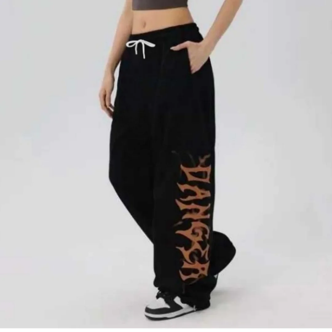 Black Y2K Streetwear New Sports Pants for Men Women American Drawstring Pants High Waist Summer All-match Trousers