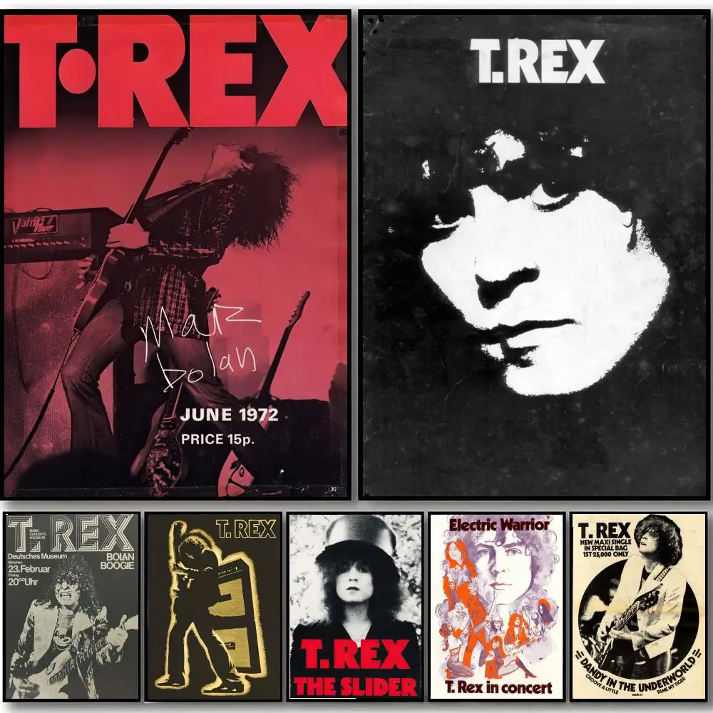 Legendäres Glam-Rock-Band-Albumcover T-T.Rex Poster HD-Kunstdruck, selbstklebend, wasserfest, für Zuhause, Schlafzimmer, Bar, ästhetische Dekoration
