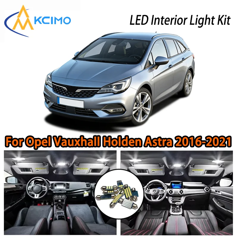 Premium White Ice Blue LED Lights For Opel Vauxhall Holden Astra K OPC GTC Tourer 2016-2021, Two Colors Super Bright Interior