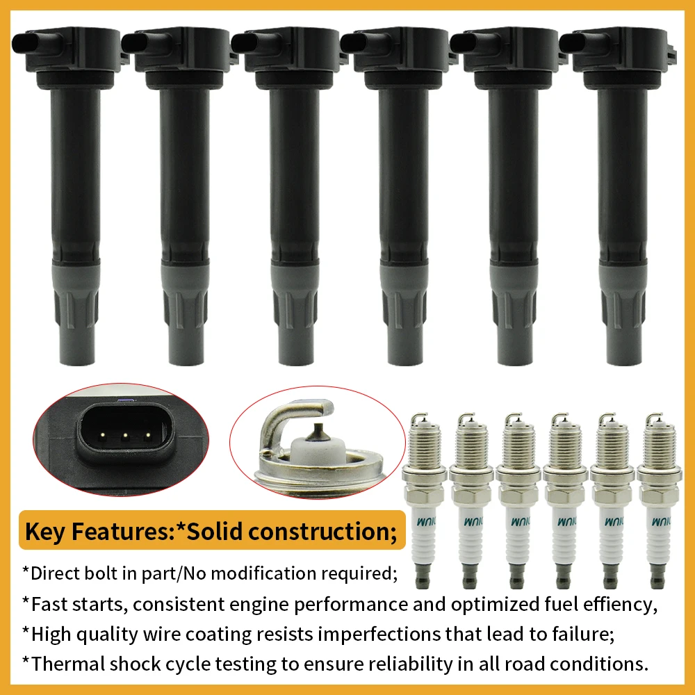 

6X Ignition Coil + 6X Spark Plug for 2006-2010 Chrysler Dodge 4.0 3.5L UF502