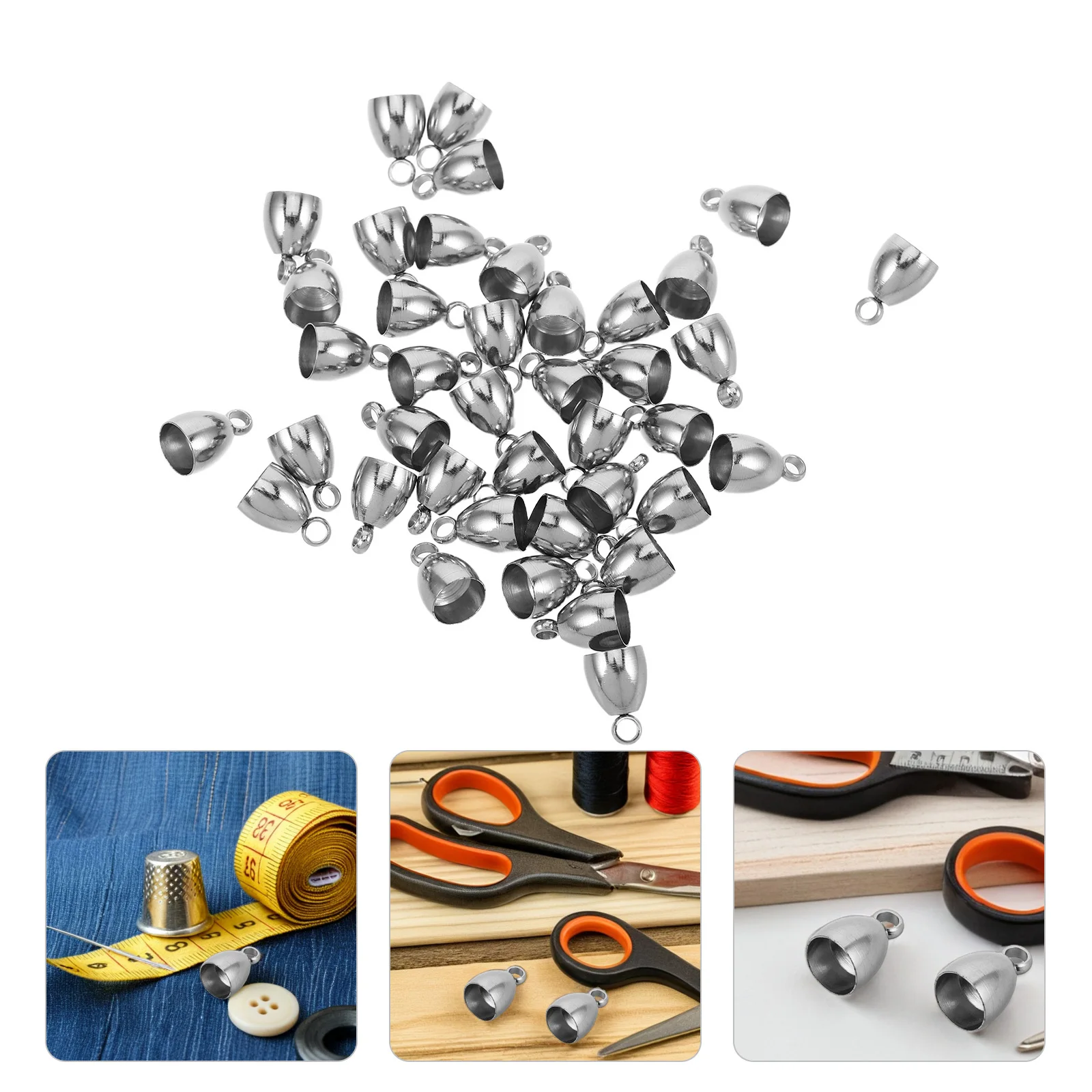 

40Pcs Stainless Steel Oval Metal Cord End Caps Jewelry Making Crimp Beads Tassel Rope Ends for Necklace Bracelet Crafts