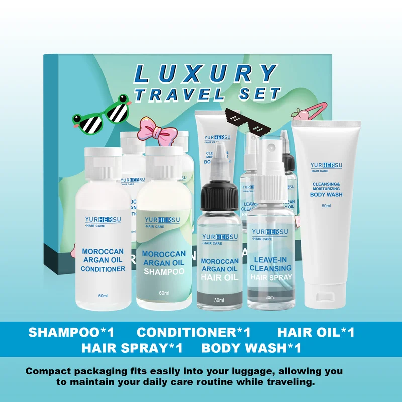 Argan Oil Travel Set Hair Care Kit Shampoo Conditioner Repair Damaged Hair Portable Gift