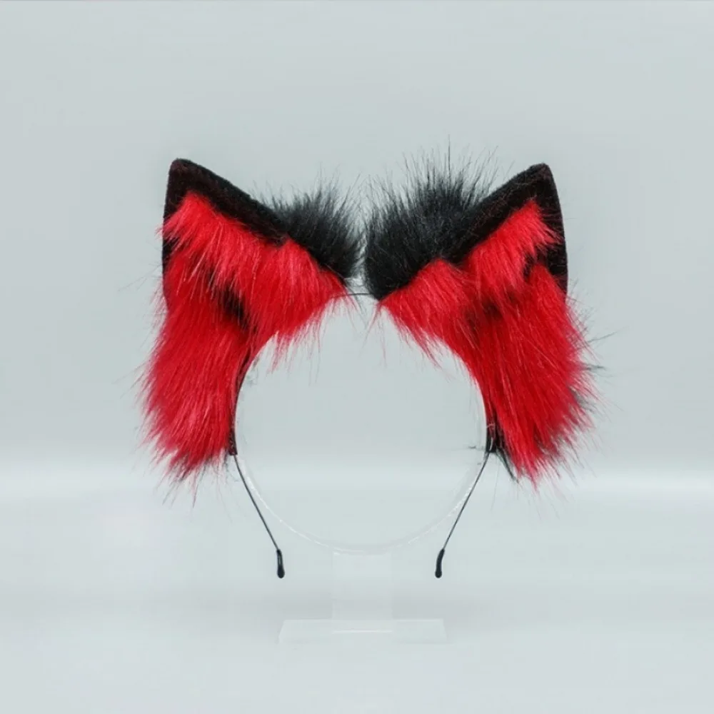 Funny Lolita Cat Ears Headband Animals Hair Hoop Wolf Dog Hair Band Plush JK Furry Cosplay Headwear Makeup