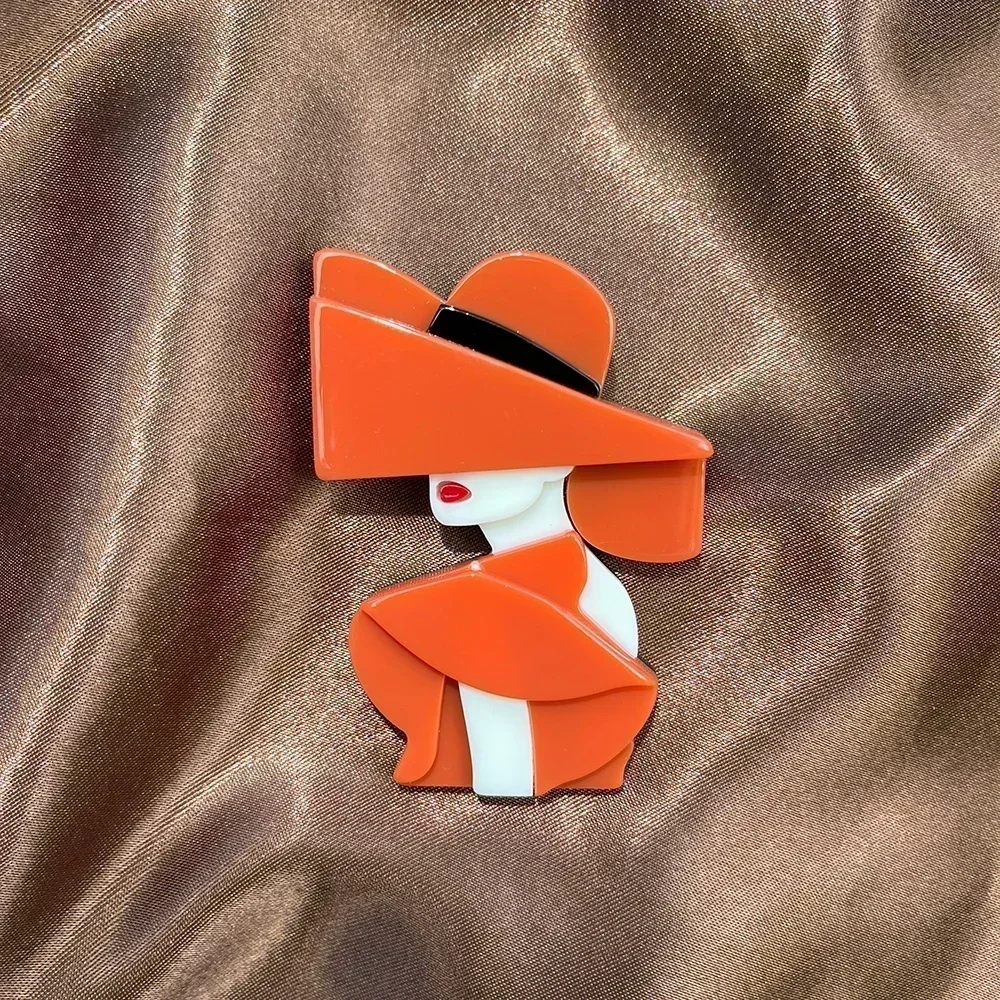 Pin de broche de retrato de chica de moda acrílica para mujer, accesorios de ropa hechos a mano, regalo de ramillete de dama de personalidad Me Too