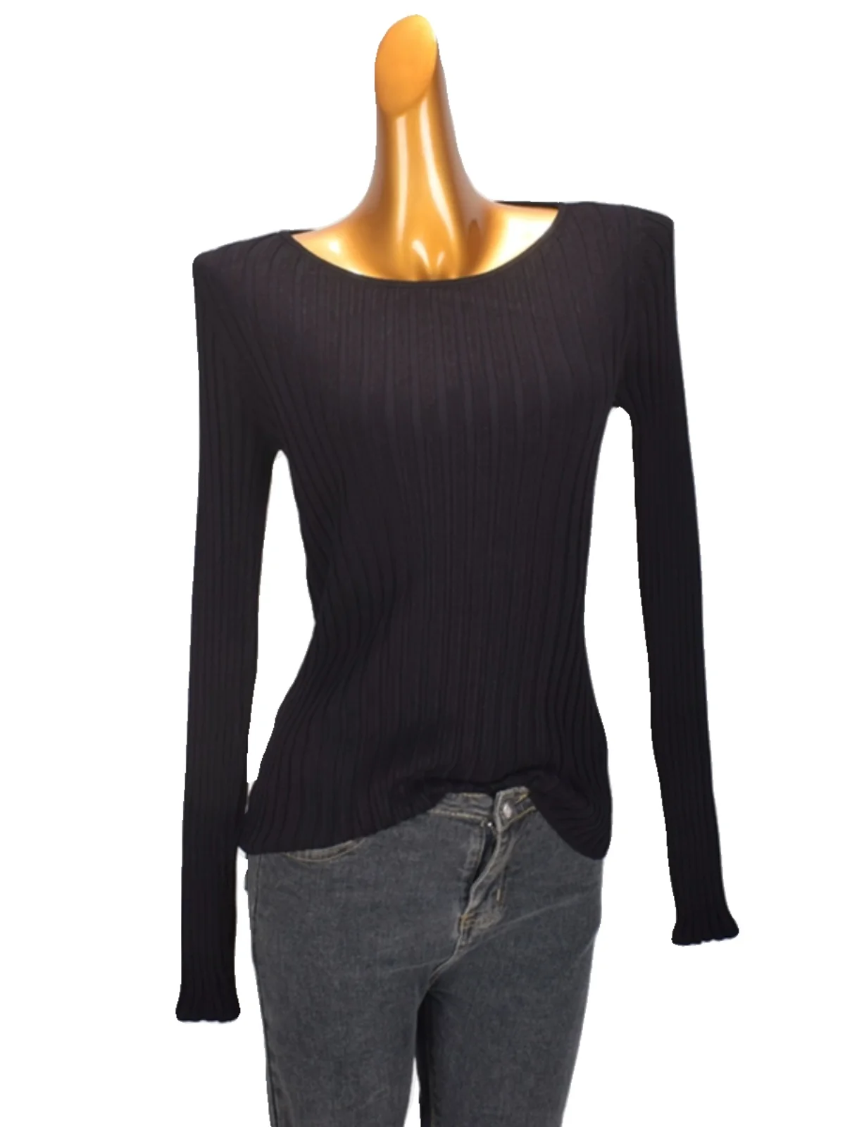 Sexy Bal Long Sve Knitted Top Women's Faion Design Slim Fit Inner Wear T-irt Soft Viscose Fiber Autumn New Arrival