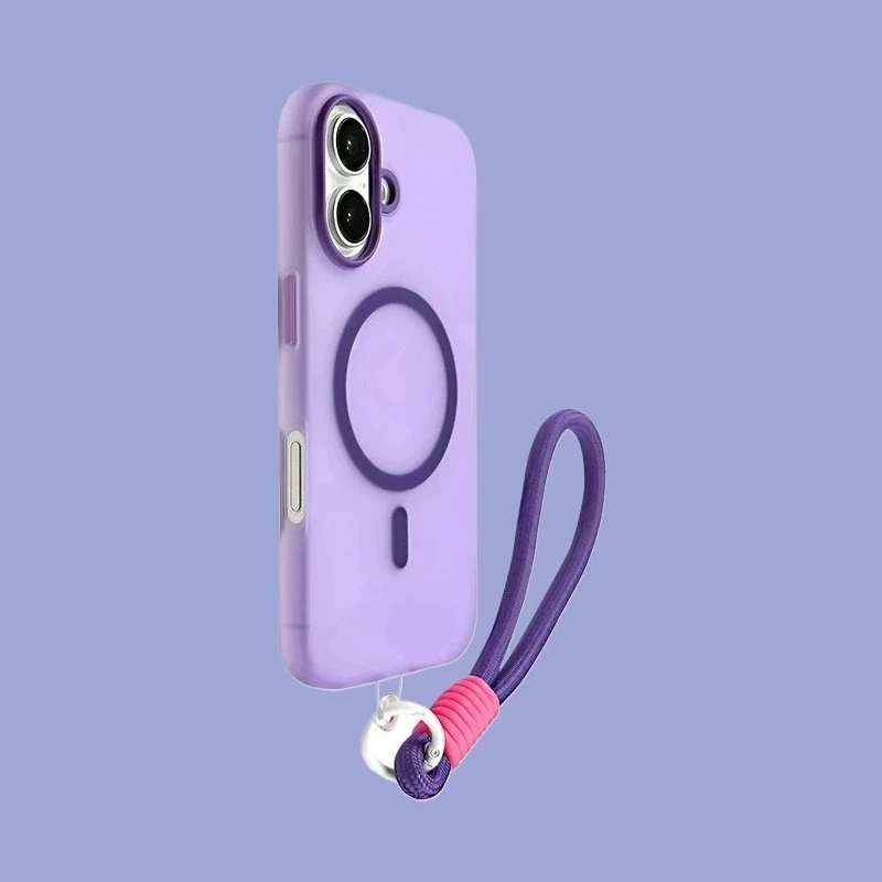 

Suitable for iPhone 16Pro Phone Case 15plus handheld rope 14 Magnetic Suction 13 12 Skin Sensation 11 Anti Fall Protective Cover