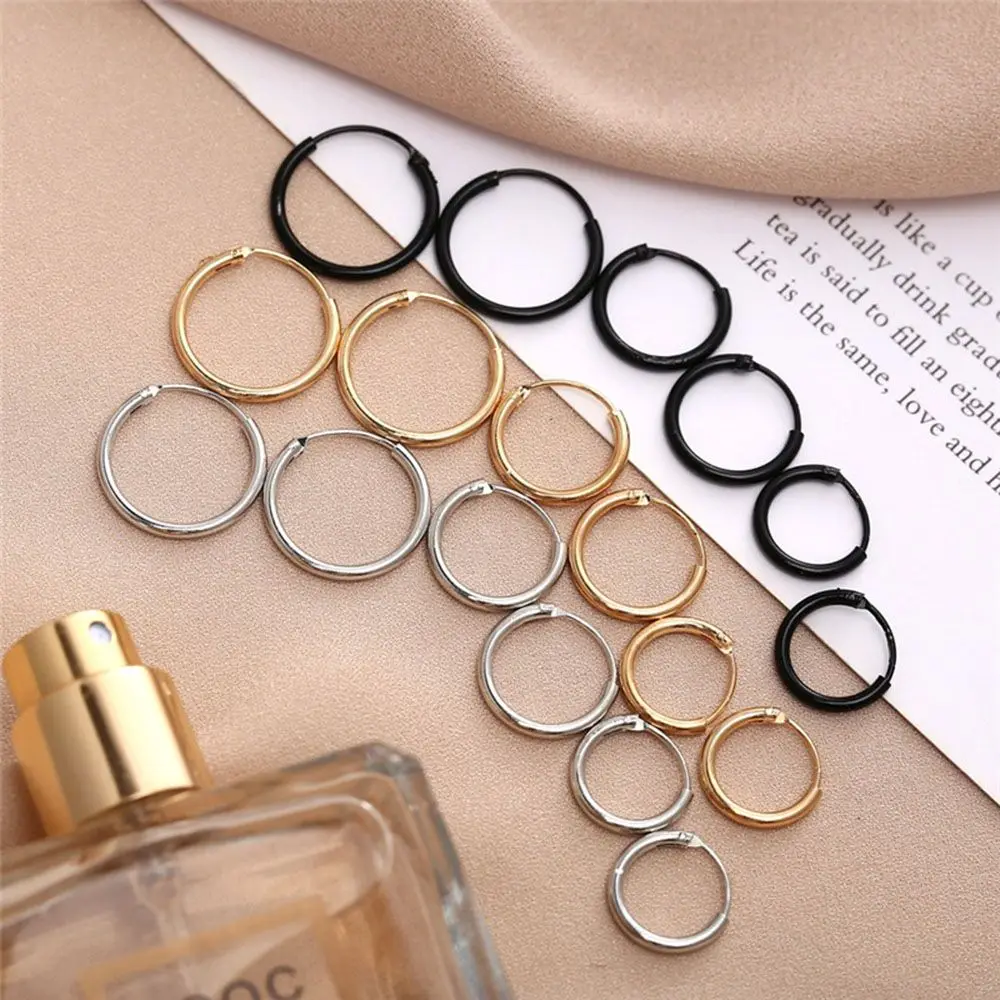 Small Circle Hoop Earrings Silver Color Gold Punk Ear Rings Women Men Goth Stud Earrings Hip Hop Jewelry Cartilage Piercing Loop