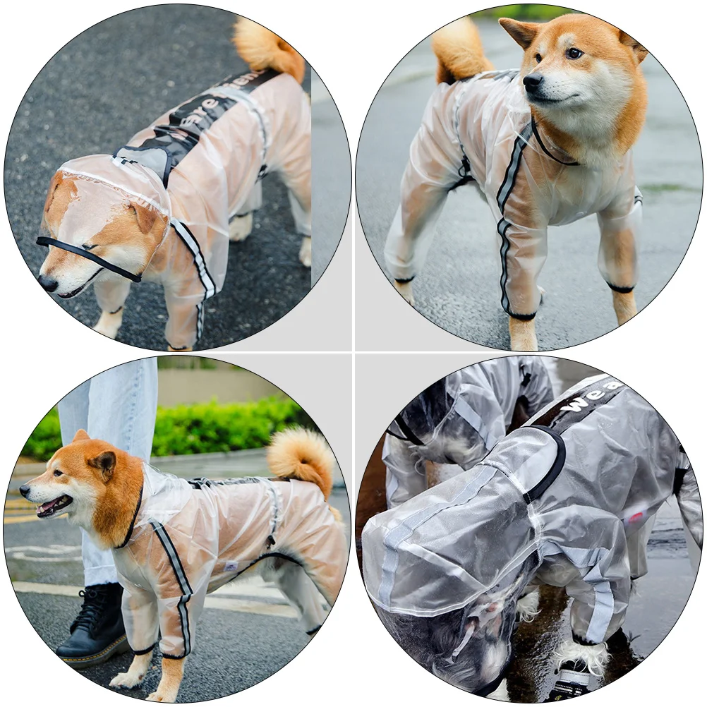 

1Pcs Waterproof Dog Raincoat Hooded Long Durable Outdoor Pet Rainwear Reflective Rain Cape Dog Raincoat Reflective Rain Coat