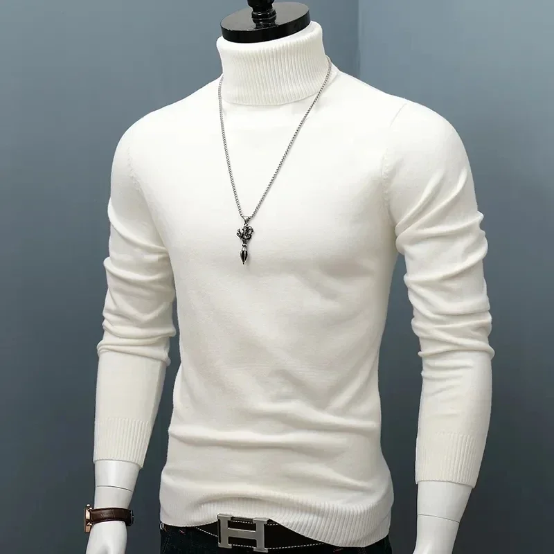 Inverno spesso caldo maglione uomo dolcevita maglioni Slim Fit Pullover uomo classico marchio Casual maglione maschile L05