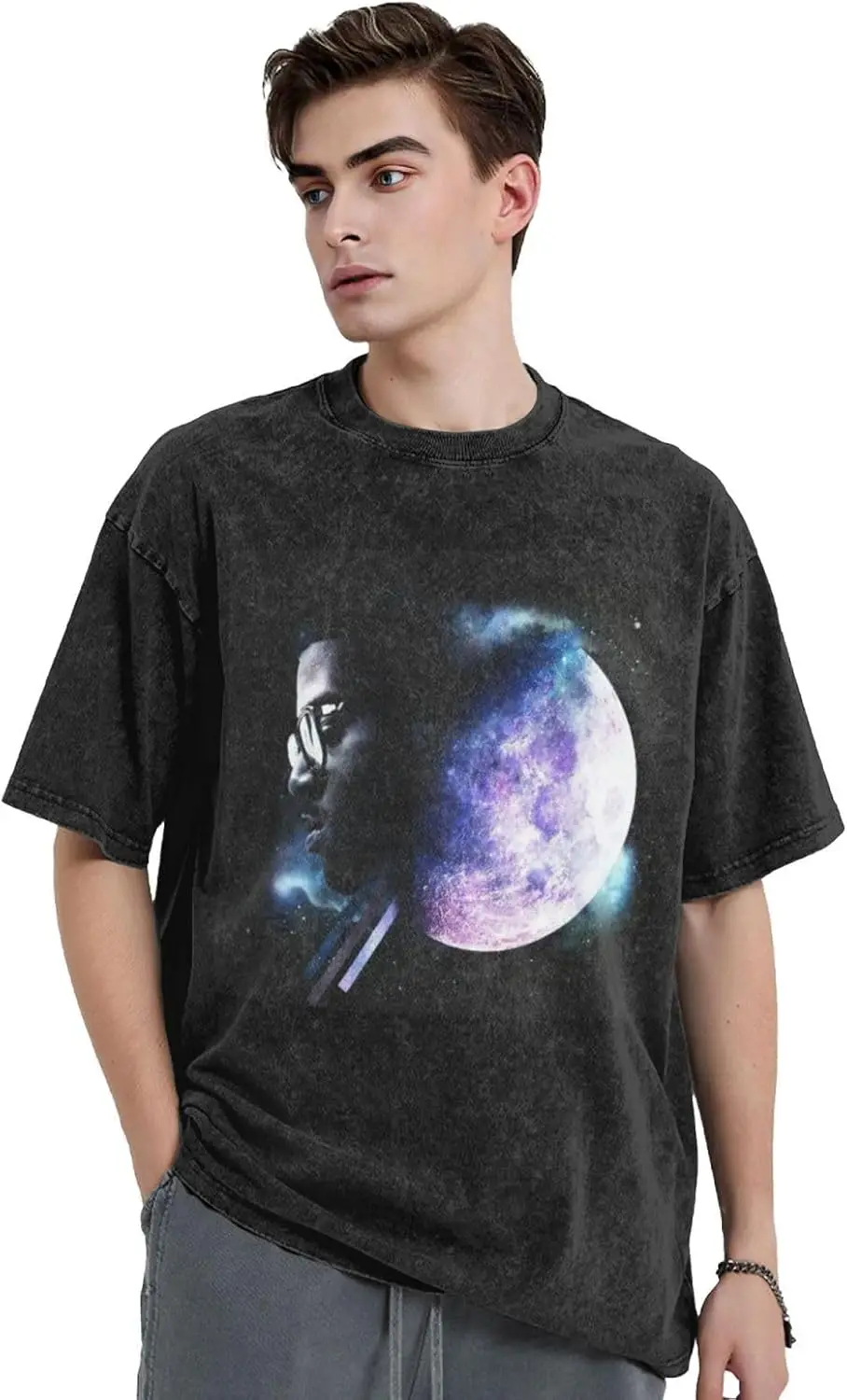 

Men's Vintage Oversized T-Shirts,Mens Crew Neck Short Sleeve tee for Kid Custom cudi tee,Classic T Shirts