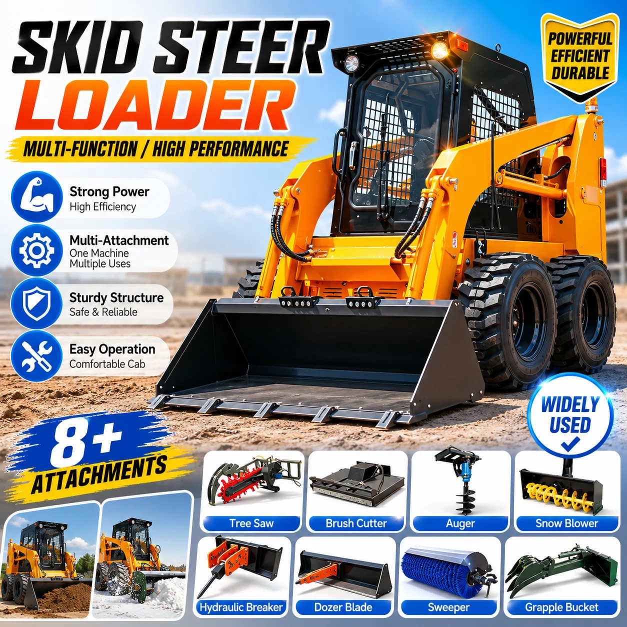 

Hot Sale China Mini Skid Steer Loader Earth-Moving Machinery Skid Steer Loader With Bucket