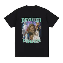 Devoted Virgin Meme Graphic T-shirt Men Fashion Vintage Short Sleeve T-shirts 100% Cotton Casual Oversized Tee Shirt Tops Unisex