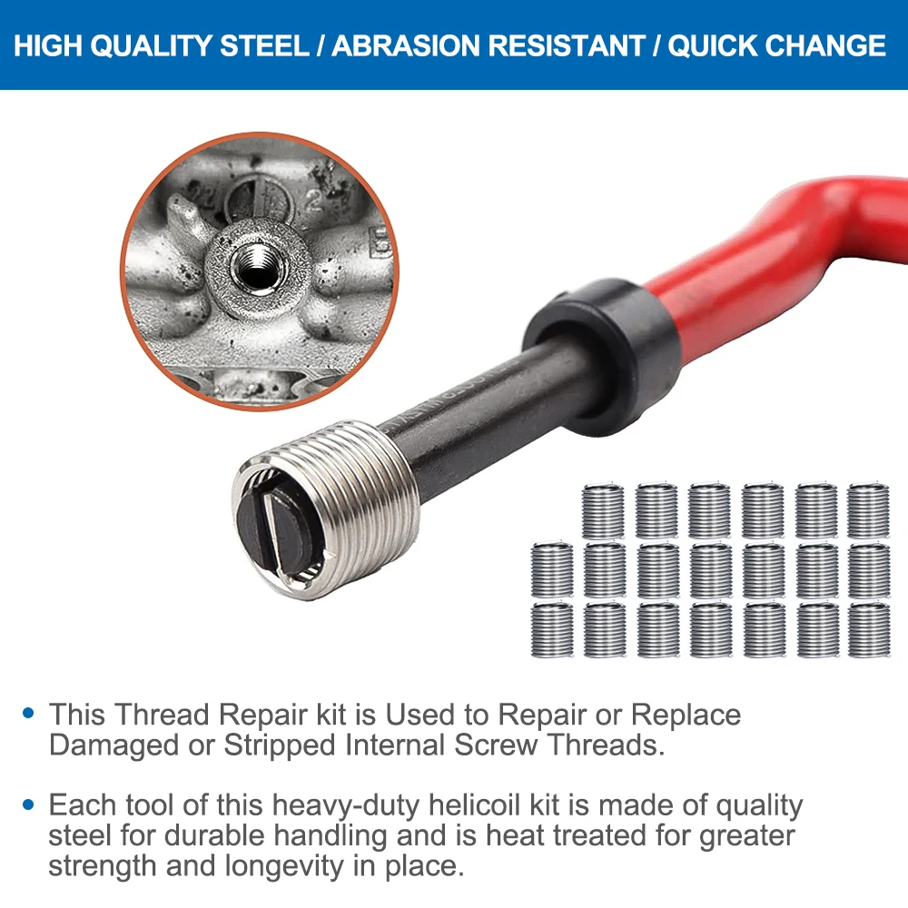 CMCP 25/75/131pcs Car Thread Repair Insert Kit M5 M6 M8 M10 M12 M14 Metric Thread Repair Kit Helicoil Car Pro Coil Tool