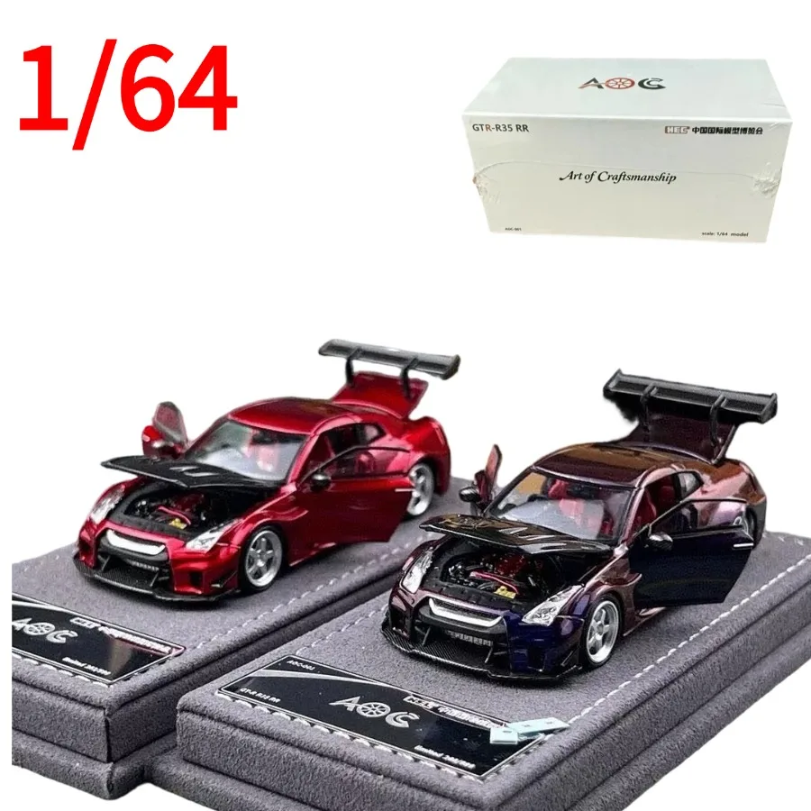 AOC Diecast 1:64 Nissan GTR R35 RR Alloy Car Model Fully Opened Nissan Model Car Collectible Toys Gift