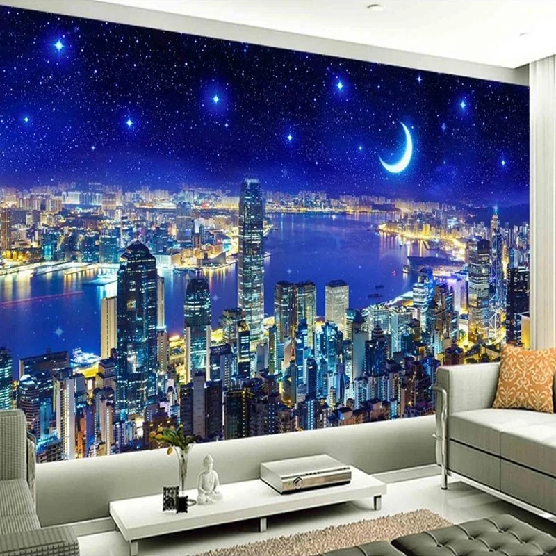 Custom 3D Mural City Building Night View Wallpaper Bedroom Study Living room sofa TV background wall restaurant study Hotel 8d