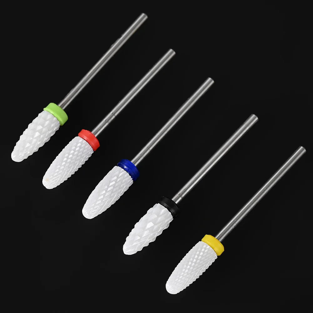 5 Sizes Ceramic Milling Cutter Manicure Nail Drill Bits Electric Nail Files Grinding Bits Mills Cutter Accessories Gel Remove