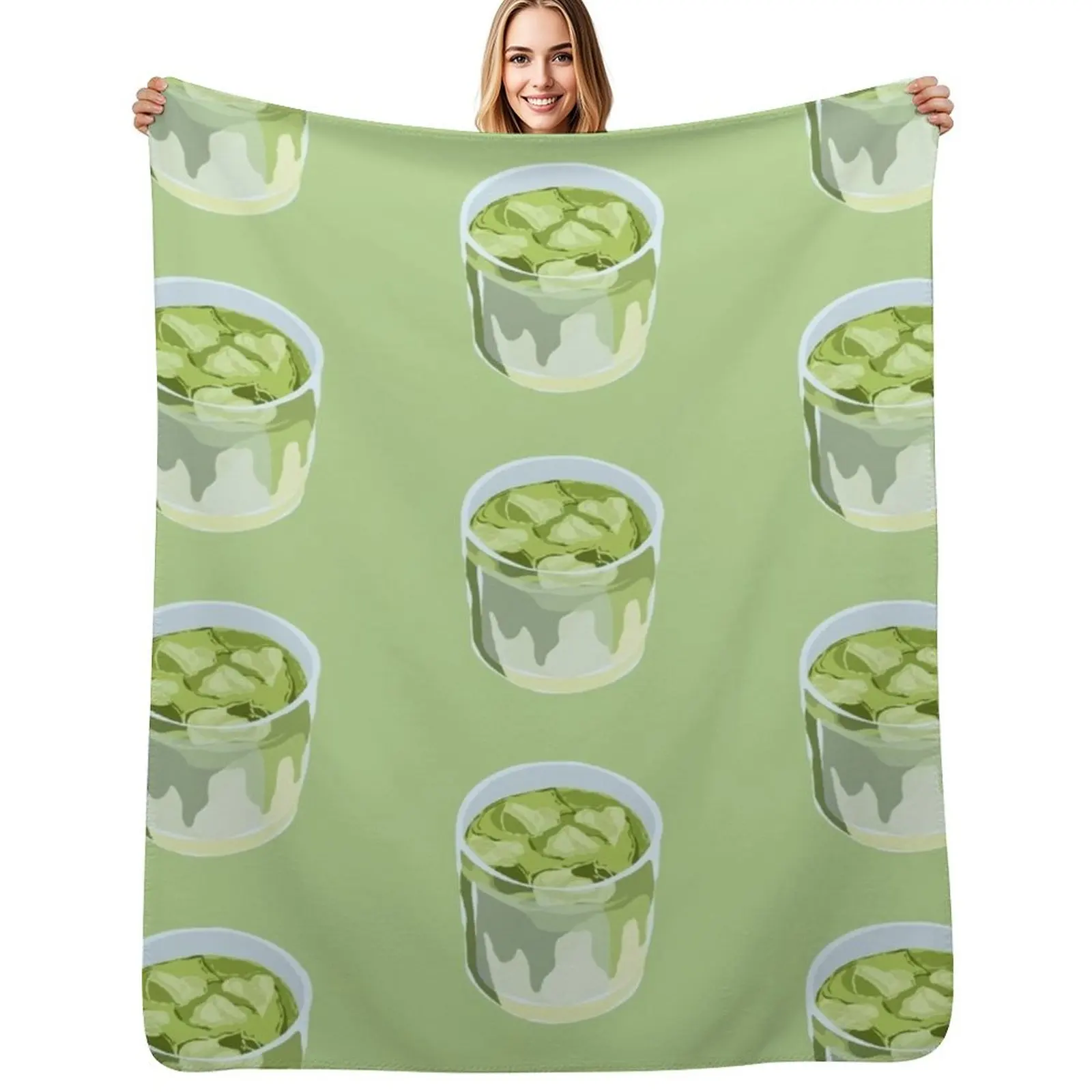 

Iced matcha Throw Blanket Multi Purpose Soft Warm Blanket for Home Travel