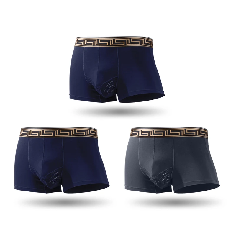 

3PCS Men's underpants, Modal scrotal support, four-corner bullet pocket, separated ice silk, breathable