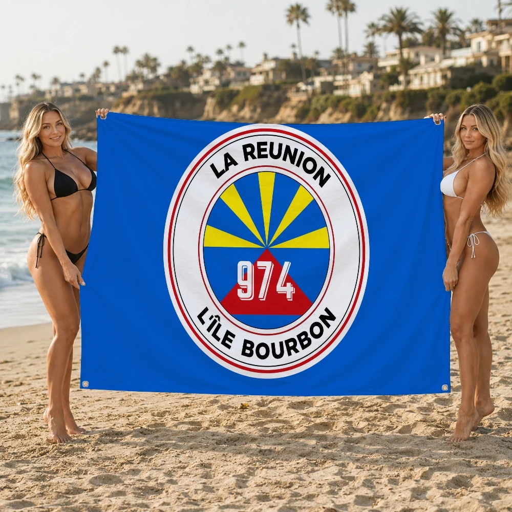 974 Reunion Island Outdoor Flag for Home Camping Party Club Decor Garden Yard Wall Hanging Banner